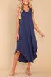Priyavil V Neck Curve Hem Casual Comfy Tank Dress