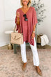 V Neck Loose Fit Solid Poncho Sweater