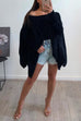 Priyavil Cold Shoulder Oversized Fluffy Pullover Sweater