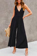 Priyavil Deep V Neck Wide Leg Pockets Sleeveless Jumpsuit