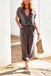 Priyavil V Neck Tie Waist Pockets Printed Jumpsuit