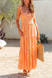 Priyavil Bow Knot Shoulder Frilled Ruffle Tiered Printed Maxi holiday Dress