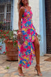 Priyavil V Neck Irregular Hem Printed Cami Holiday Dress