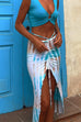 Priyavil Drawstring Slit Front Tie Dye Bodycon Skirt