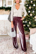 Casual Pocketed Wide Leg Palazzo Velvet Pants