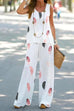 Priyavil Summer Sleeveless Tank Top Wide Leg Pants Printed Set
