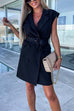 Priyavil Sleeveless Belted Double Breasted Blazer Dress