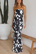Priyavil Off Shoulder Sleeveless Geometric Printed Maxi Party Dress