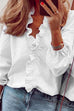 Priyavil Deep V Neck Long Sleeve Ruffle Shirt