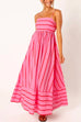 Priyavil High Waist Back Cut Out Striped Maxi Cami Dress