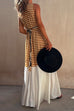 Priyavil Sleeveless V Neck Printed Splice Maxi Swing Dress