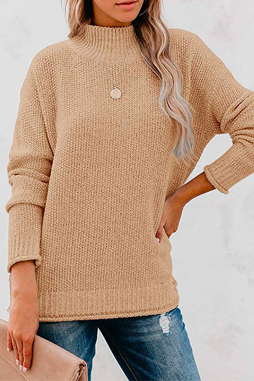 Priyavil Fall Solid Mockneck Drop Shoulder Sweater