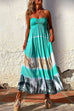 Priyavil Sleeveless Off Shoulder Smocked Tie Dye Maxi Swing Dress
