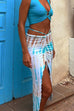 Priyavil Drawstring Slit Front Tie Dye Bodycon Skirt