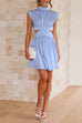 Priyavil Mockneck Cut Out Waisted Mini Swing Dress