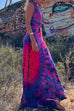 Priyavil V Neck Criss Cross Backless Tie Dye Maxi A-line Dress