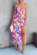 Priyavil Off Shoulder Twist Waist High Slit Floral Dress