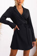 Collared Long Sleeves Tie Waist Office Wrap Dress