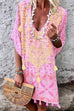 Priyavil Tassel V Neck Short Sleeve Printed Dress