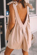 Priyavil V Neck Bow Knot Shoulder Backless Mini Cami Dress