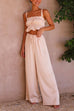 Priyavil Ruffle Cami Top Drawstring Waist Wide Leg Pants Satin Set