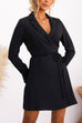 Collared Long Sleeves Tie Waist Office Wrap Dress
