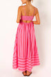 Priyavil High Waist Back Cut Out Striped Maxi Cami Dress