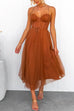 Priyavil Open Back Waisted Swing Maxi Cami Tulle Dress