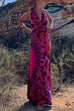 Priyavil V Neck Criss Cross Backless Tie Dye Maxi A-line Dress