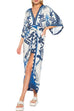 Priyavil V Neck Kimono Sleeves Tie Waist Printed Wrap Dress