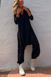 Long Sleevess Buttoned Hippie Harem Hoodied Jumpsuit
