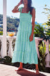 Priyavil Tie Shoulder Ruffle Tiered Print Maxi Holiday Dress