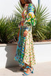 Priyavil Balloon Long Sleeves Belted Unique Printed Swing Maxi Shirtdress
