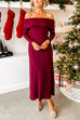Off Shoulder Long Sleeves Maxi Sweater Party Dress