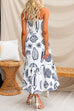 Strapless Smocked Tube Top Tropic Print Midi Vacation Dress