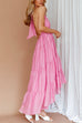 Priyavil Halter Backless Ruffle Tiered Flowy Maxi Beach Dress