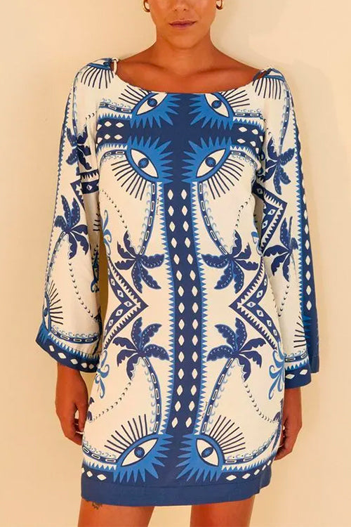 Priyavil Long Sleeves Printed Mini Shift Dress