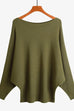 Priyavil Boat Neck Batwing Sleeves Ribbed Knit Sweater