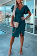 Priyavil Wrap V Neck Flare Sleeve Knee Length Party Dress