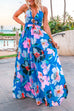 Priyavil Halter V Neck Backless Waisted Maxi Floral Swing Dress