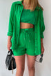 Priyavil Drop Shoulder Long Sleeves Blouse Shirt Drawstring Waist Shorts Set