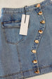 Button Down Distressed A-line Denim Mini Skirt