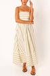 Priyavil High Waist Back Cut Out Striped Maxi Cami Dress
