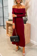 Off Shoulder Long Sleeves Maxi Sweater Party Dress