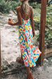 Priyavil V Neck Spaghetti Strap Floral Ruffle Maxi Dress