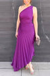 Priyavil Sleeveless One Shoulder Cut Out Maxi Pleated Party Dress