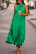 Priyavil Solid Sleeveless Pleated A-line Holiday Dress