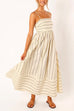 Priyavil High Waist Back Cut Out Striped Maxi Cami Dress