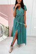 Priyavil V Neck Tie Waist Polka Dot Maxi Wrapped Dress