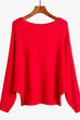 Priyavil Boat Neck Batwing Sleeves Ribbed Knit Sweater